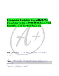 Discovering Statistics Using IBM SPSS  Statistics, 5e Exam 2025-2026 Exam Test  Questions
