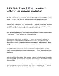 PBSI 208 - Exam 3 TAMU questions with verified answers graded A+