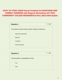 APHY 101 FINAL EXAM Actual Complete Set QUESTIONS AND ANSWERS with Diagram illustrations