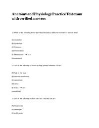 Anatomy and Physiology Practice Test with Verified Answers