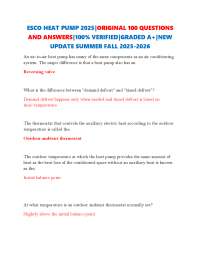 ESCO HEAT PUMP 2025|ORIGINAL 100Qs&As||100% VERIFIED|GRADED A+|NEW UPDATE SUMMER-FALL 2025