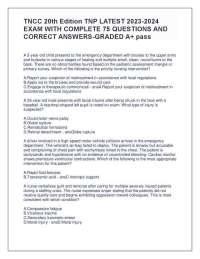 TNCC 20TH REAL EXAM ACTUAL VERIFIED EXAM TEST BANK 2500 QUESTIONS AND ANSWERS VERIFIED