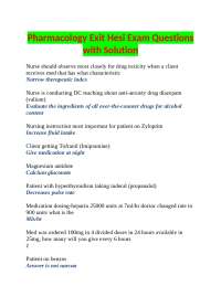 Pharmacology Exit Hesi Exam Questions with Solution