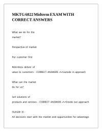 MKTG 6822 Midterm EXAM WITH CORRECT ANSWERS