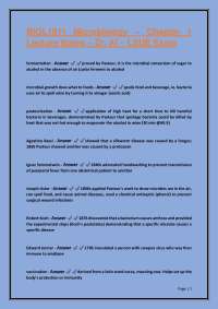 BIOL1011 Microbiology Chapter 1 Lecture Notes Dr. Al LSUE Exam