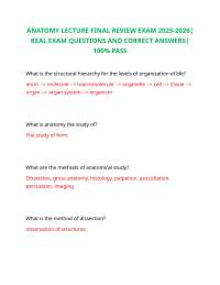 ANATOMY LECTURE FINAL REVIEW EXAM 2025-2026|REAL EXAM QS AND CORRECT AS|100% PASS