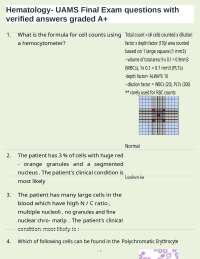 Hematology- UAMS Final Exam questions with verified answers graded A+