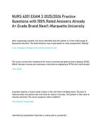 NURS 6201 EXAM 3 2025/2026 Practice Questions with 100% Rated Answers Already A+ Graded