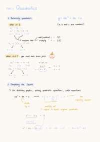 Quadratics - summary