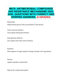 MICR- ANTIMICROBIAL COMPOUNDS  AND RESISTANCE MECHANISMS 2025 2026. A+ GRADED