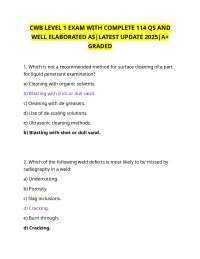 CWB LEVEL 1 EXAM WITH COMPLETE 114 QS AND WELL ELABORATED AS|LATEST UPDATE 2025|A+ GRADED