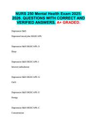 NURS 250 Mental Health Exam 2025 2026. QUESTIONS WITH CORRECT AND  VERIFIED ANSWERS. A+