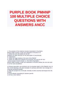 PURPLE BOOK PMHNP 100 MULTIPLE CHOICE QUESTIONS WITH ANSWERS ANCC.