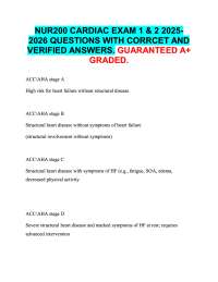 NUR200 CARDIAC EXAM 1 & 2 2025 2026 QUESTIONS WITH CORRCET AND  VERIFIED ANSWERS. A+ GRADE