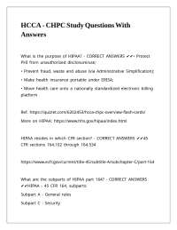 HCCA - CHPC Study Questions With Answers