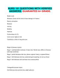 NURS 101 QUESTIONS WITH VERIFIED  ANSWERS. GUARANTED A+ GRADE.