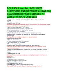 RCLS 400 Exam Two ACCURATE  QUESTIONS AND DETAILED ANSWERS |  GUARANTEED PASS | GRADED A |