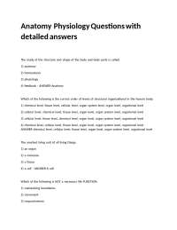 Anatomy and Physiology: Comprehensive Questions and Answers