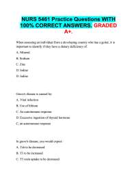 NURS 5461 Practice Questions WITH  100% CORRECT ANSWERS. GRADED  A+.