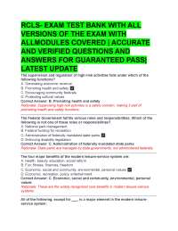 RCLS- EXAM TEST BANK WITH ALL  VERSIONS OF THE EXAM WITH  ALLMODULES COVERED | ACCURATE