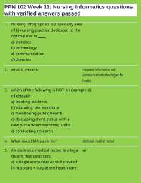 PPN 102 Week 11 Nursing Informatics questions with verified answers passed-