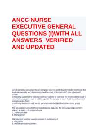 ANCC NURSE EXECUTIVE GENERAL QUESTIONS (I)WITH ALL ANSWERS VERIFIED AND UPDATED