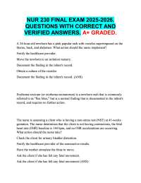 NUR 230 FINAL EXAM 2025-2026.  QUESTIONS WITH CORRECT AND  VERIFIED ANSWERS. A+ GRADED.