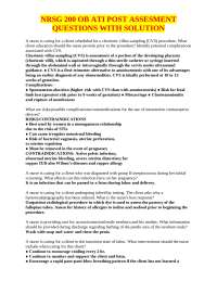 NRSG 200 OB ATI POST ASSESMENT QUESTIONS WITH SOLUTION