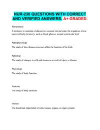 NUR-230 QUESTIONS WITH CORRECT  AND VERIFIED ANSWERS. A+ GRADED.