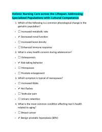 Holistic Nursing Care across the Lifespan: Addressing Specialized Populations with Cultura