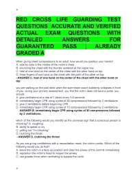 RED CROSS LIFE GUARDING TEST QUESTIONS  ACCURATE AND VERIFIED ACTUAL EXAM QUESTIONS
