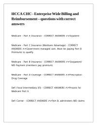 HCCA CHC - Enterprise Wide Billing and Reimbursement – questions with correct answers