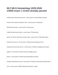 MLT-MLS Hematology 2025-2026 UAMS exam 1 review already passed