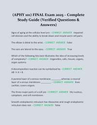 APHY 101 – Final Exam 2025, Ivy Tech Community College – Complete Study Guide with Verifie