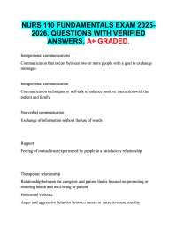 NURS 110 FUNDAMENTALS EXAM 2025 2026. QUESTIONS WITH VERIFIED  ANSWERS. A+ GRADED.