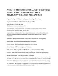 APHY 101 MIDTERM EXAM LATEST QUESTIONS AND CORRECT ANSWERS IVY TECH COMMUNITY COLLEGE