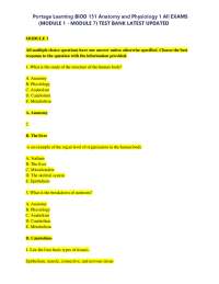 Portage Learning BIOD 151 Anatomy and Physiology 1 All EXAMS (MODULE 1 - MODULE 7) TEST BA