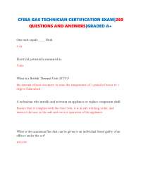 CFESA GAS TECHNICIAN CERTIFICATION EXAM|250 QUESTIONS AND ANSWERS|GRADED A+