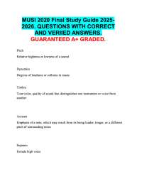 MUSI 2020 Final Study Guide 2025 2026. QUESTIONS WITH CORRECT  AND VERIIED ANSWERS.  A+