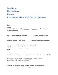 Horticulture License Review: Plant Science Questions and Answers