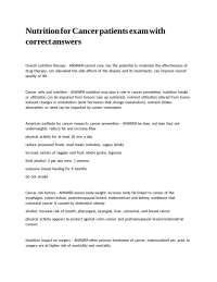 Nutrition for Cancer Patients: Exam Review and Key Concepts