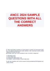 ANCC 2025 SAMPLE QUESTIONS WITH ALL THE CORRECT ANSWERS.