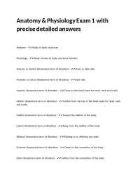 Anatomy & Physiology Exam 1 with precise detailed answers