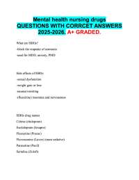 Mental health nursing drugs  QUESTIONS WITH CORRCET ANSWERS  2025-2026. A+ GRADED.  A+