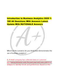 Introduction to Business Analytics 2025 1 180 All Questions With Answers Latest  Update Wi