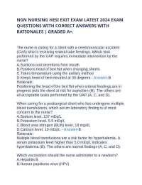 NGN NURSING HESI EXIT EXAM LATEST 2024 EXAM QUESTIONS WITH CORRECT ANSWERS WITH RATIONALES