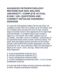ADVANCED PATHOPHYSIOLOGY MIDTERM NUR 6501 WALDEN UNIVERSITY / COMPLETE ACTUAL EXAM / 120+