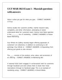 UCF MAR 3023 Exam 1 – Massiah questions with answers