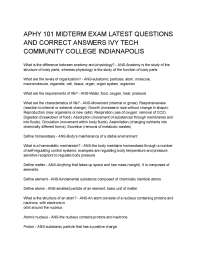APHY 101 MIDTERM EXAM LATEST QUESTIONS AND CORRECT ANSWERS IVY TECH COMMUNITY COLLEGE