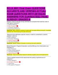RCLS 2601 Final Exam QUESTIONS   ACCURATE AND VERIFIED ACTUAL  EXAM QUESTIONS
